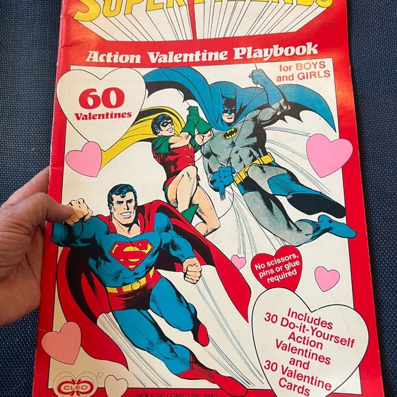 DC Comics 1980 Super Friends Action Valentine Playbook 60 DIY Valentines For Kid